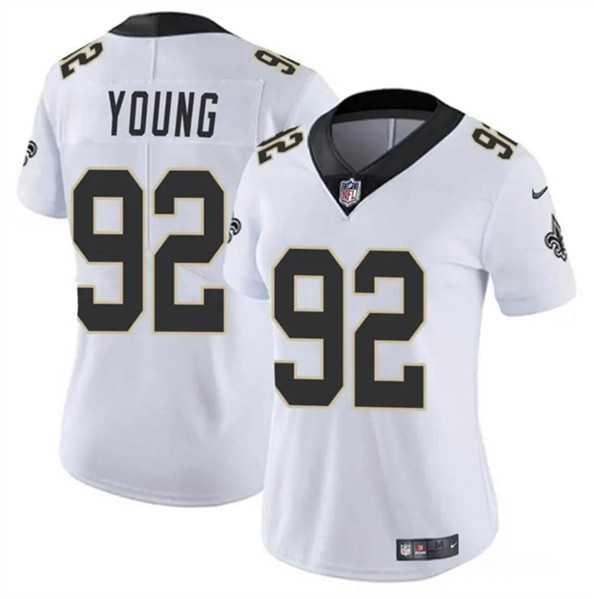 Womens New Orleans Saints #92 Chase Young White Vapor Stitched Game Jersey Dzhi